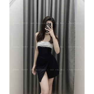 Set cúp ren chân váy xẻ