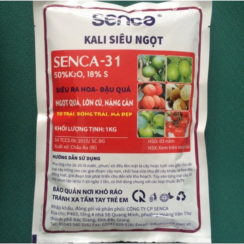 Phân Bón Senca 31 ( gói 1kg - Kali siêu ngọt trái)