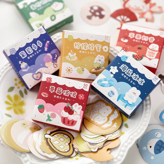 Hộp sticker dán 50 cái màu sắc dễ thương, sticker cắt sẵn 1 gói 50 hình