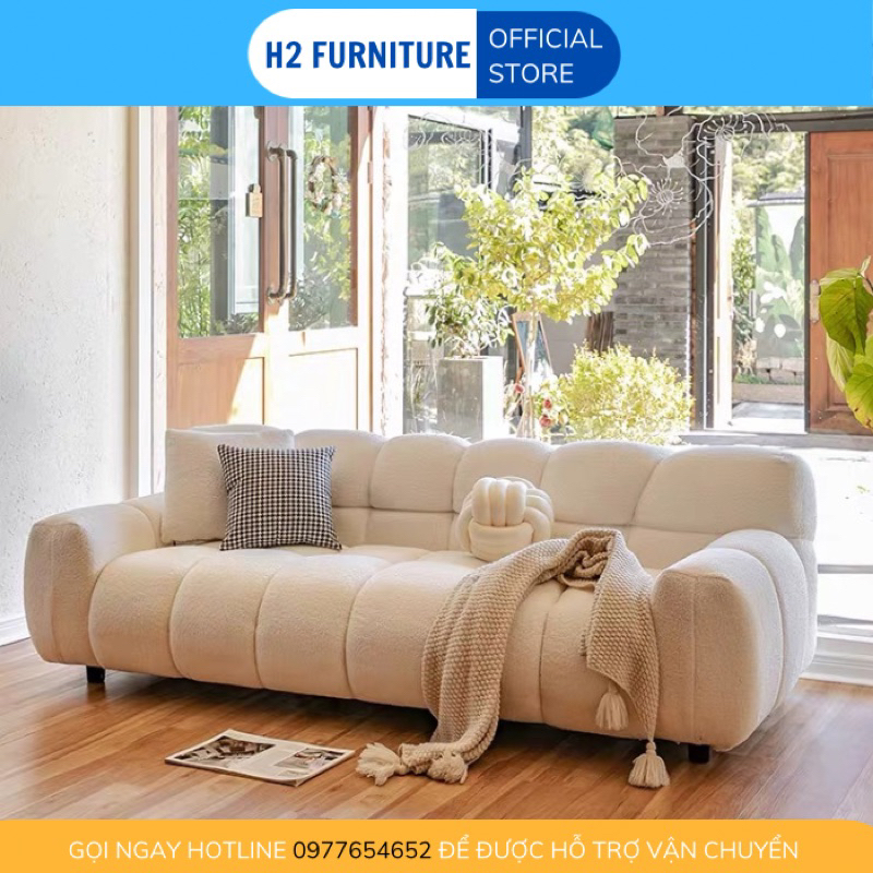 Ghế Sofa nỉ lông cừu Moyu cao cấp H2 Furniture chất liệu êm ái, mềm mại - Sofa nỉ xù màu sắc đa dạng