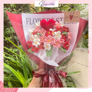 Bó hoa lưu ly bằng len nhiều màu sắc, Hoa len tặng người yêu bạn bè, Bó hoa handmade nhiều loại tặng sinh nhật