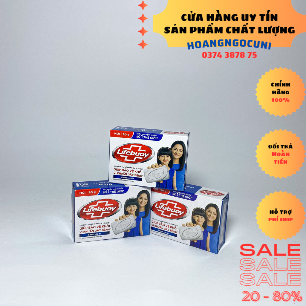 Xà bông cục lifebuoy 90g 125g đỏ, xanh, khổ qua, sảng khoái chính hãng