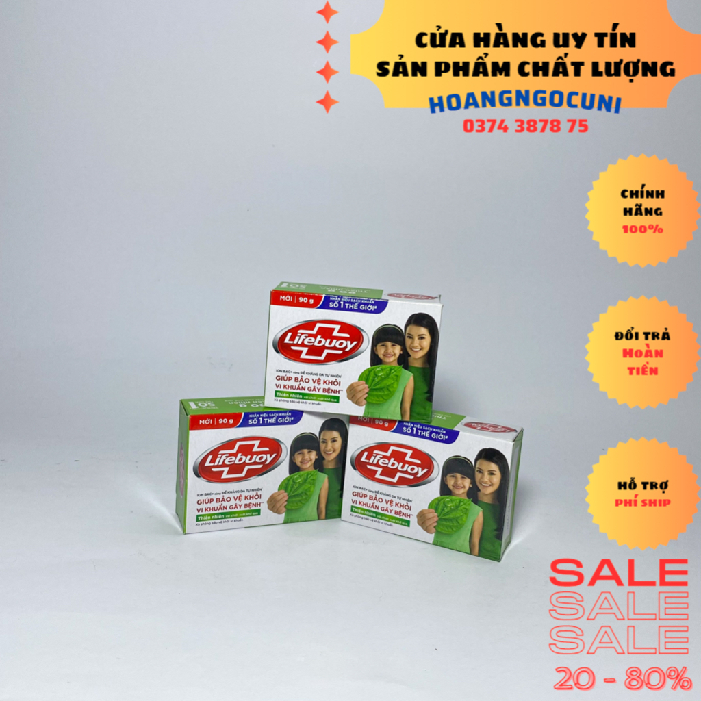 Xà bông cục lifebuoy 90g 125g đỏ, xanh, khổ qua, sảng khoái chính hãng