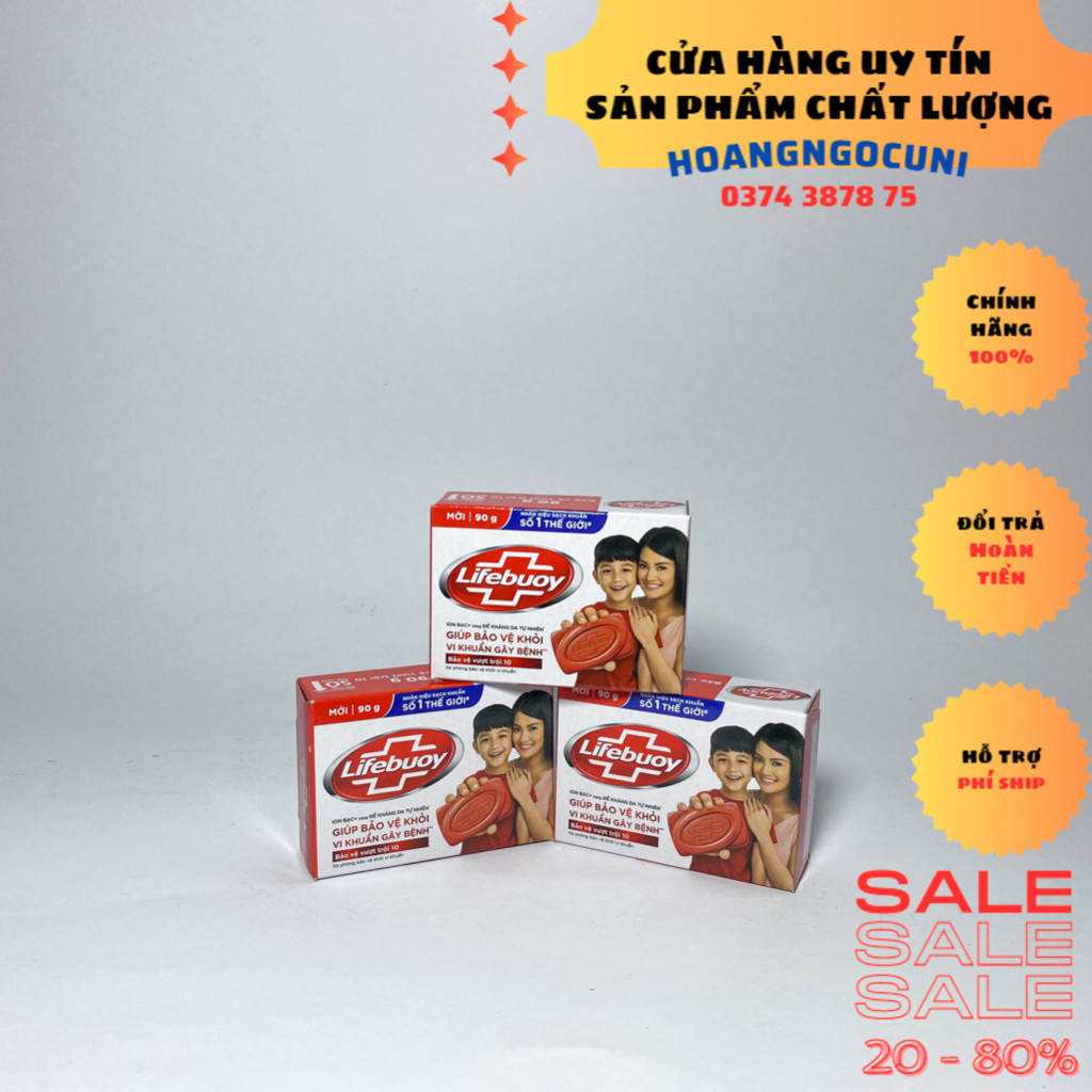 Xà bông cục lifebuoy 90g 125g đỏ, xanh, khổ qua, sảng khoái chính hãng