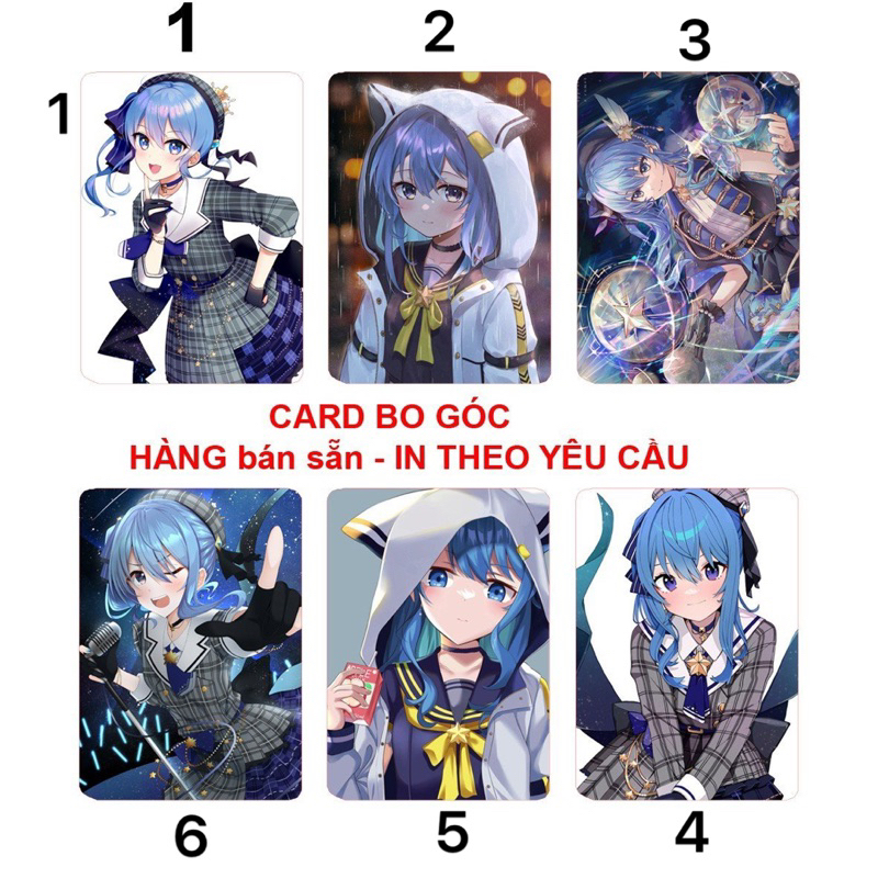 Thẻ card in hình Suisei Hololive 6 ảnh bo góc/ Card bo góc Hoshimachi suisei Hololive