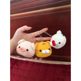  Móc khoá các con thú bằng len, Móc khóa thú dễ thương handmade, móc khóa dễ thương