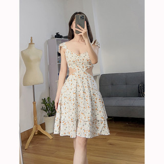Đầm hoa nhí dáng xoè cut eo xinh xoắn RD020