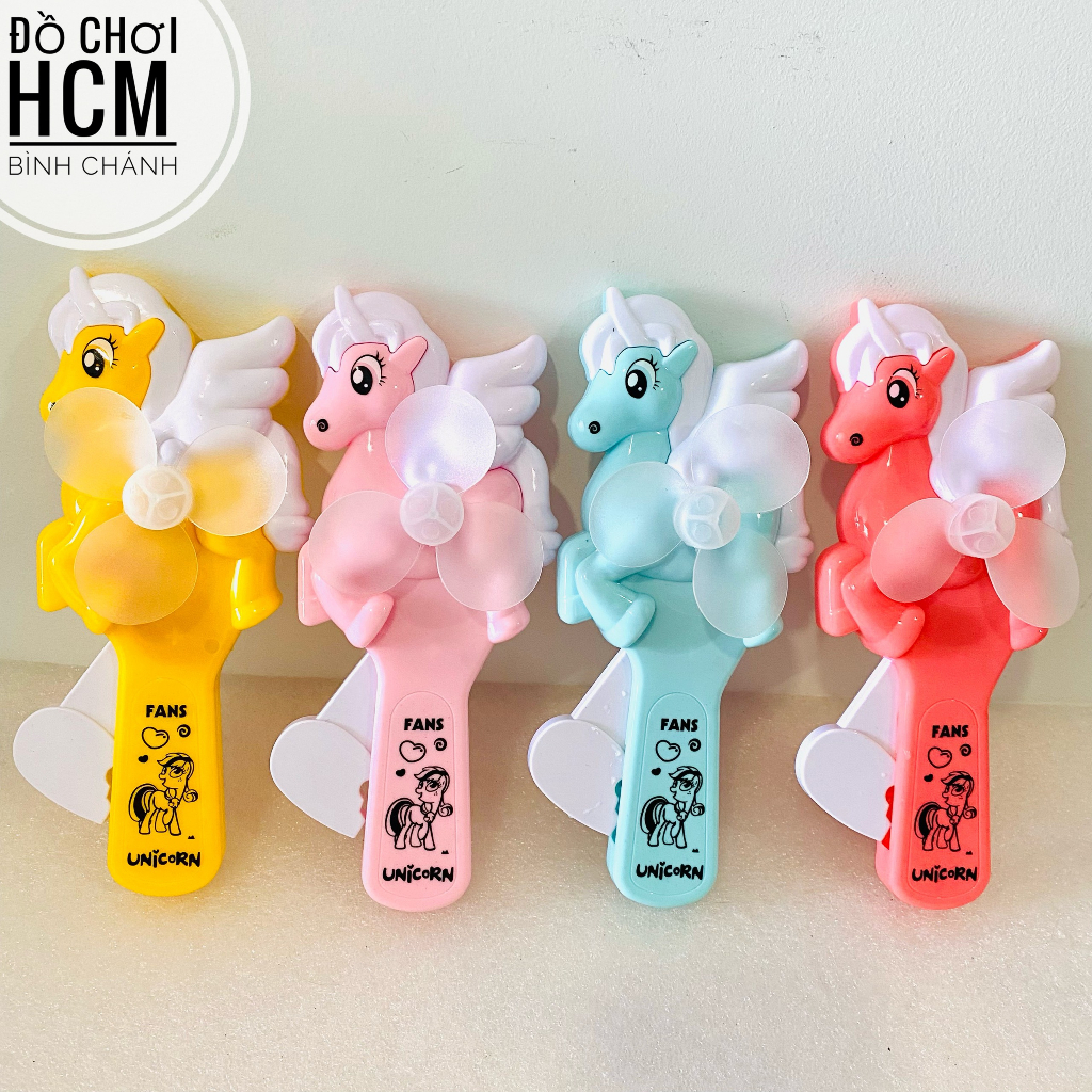 Đồ chơi trẻ em quạt bóp tay mini hình doremon, công chúa, ngựa pony, spider man, poli, kitty cho bé cầm tay