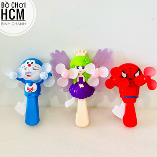 [NHIỀU MẪU] Đồ chơi trẻ em quạt bóp tay mini hình doremon, công chúa, ngựa pony, spider man, poli, kitty cho bé cầm tay
