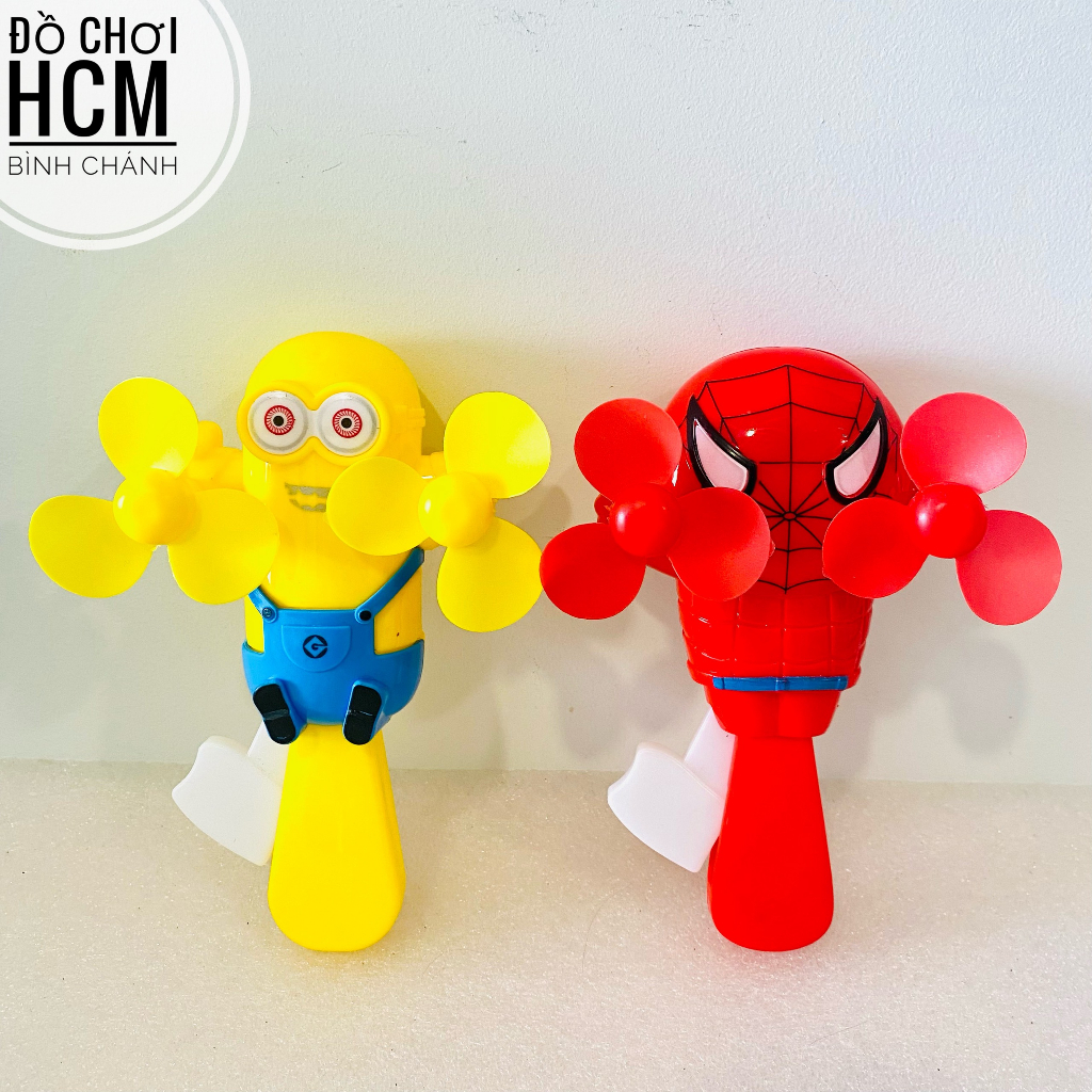 Đồ chơi trẻ em quạt bóp tay mini hình doremon, công chúa, ngựa pony, spider man, poli, kitty cho bé cầm tay
