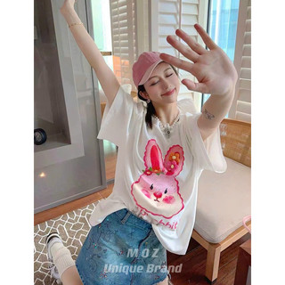 Áo phông thỏ đính hoa len nổi