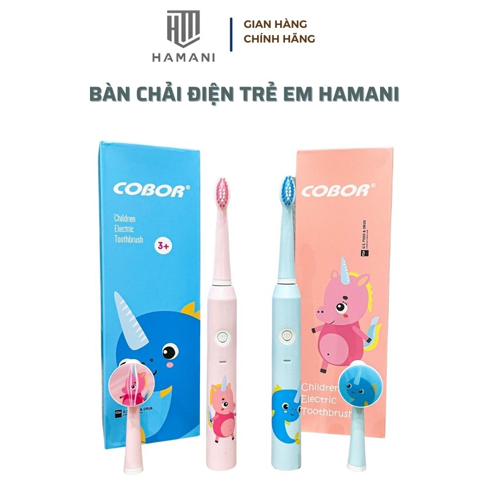 Bàn Chải Điện Cho Bé Từ 3 Tuổi HAMANI COBOR Mềm Mại Cao Cấp Với 3 Chế Độ Làm Sạch Massage