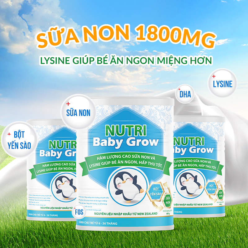 Sữa non cho bé sơ sinh cho trẻ 6-36 tháng Nutri Baby Grow DOCTOR NUTRI phát triển trí não cân nặng chiều cao lon 400g