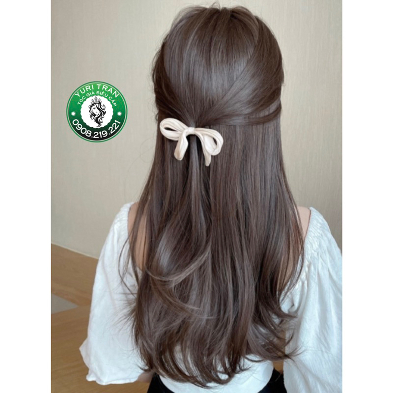 TÓC GIẢ CAO CẤP TƠ XỊN DÙNG NHIỆT NHƯ TÓC THẬT- KIỂU TÓC LƠI ĐUÔI NÂU LẠNH MÁI THƯA BÁT MÁI BAY. tặng lưới
