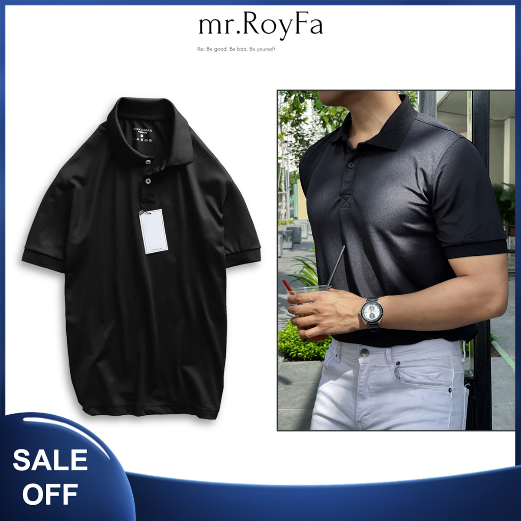 Áo thun POLO trơn màu đen form ôm slimfit