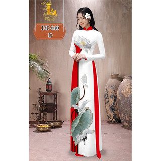 Vải Áo Dài Tằm Ý Hoa Sen & Hạc