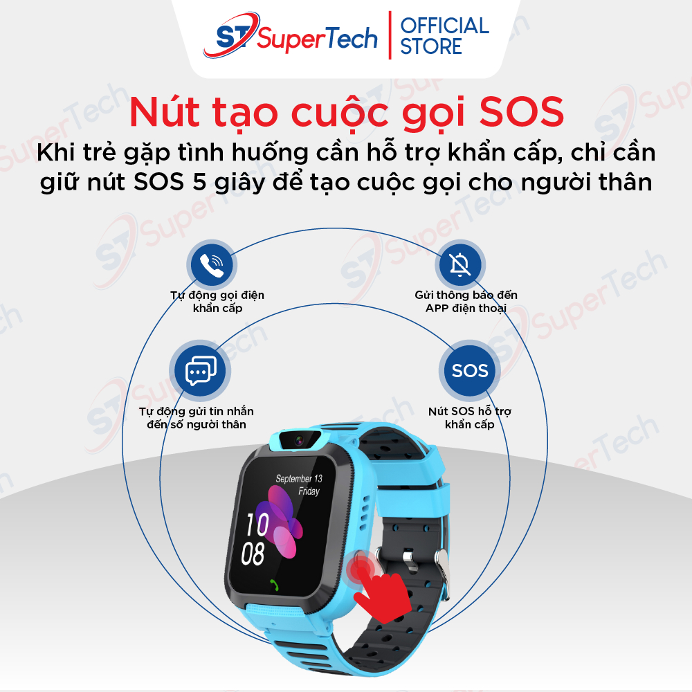 Đồng hồ định vị, đồng hồ thông minh trẻ em SuperTech Q16S 2023 lắp sim nghe gọi hai chiều, định vị chính xác, tiếng việt | BigBuy360 - bigbuy360.vn