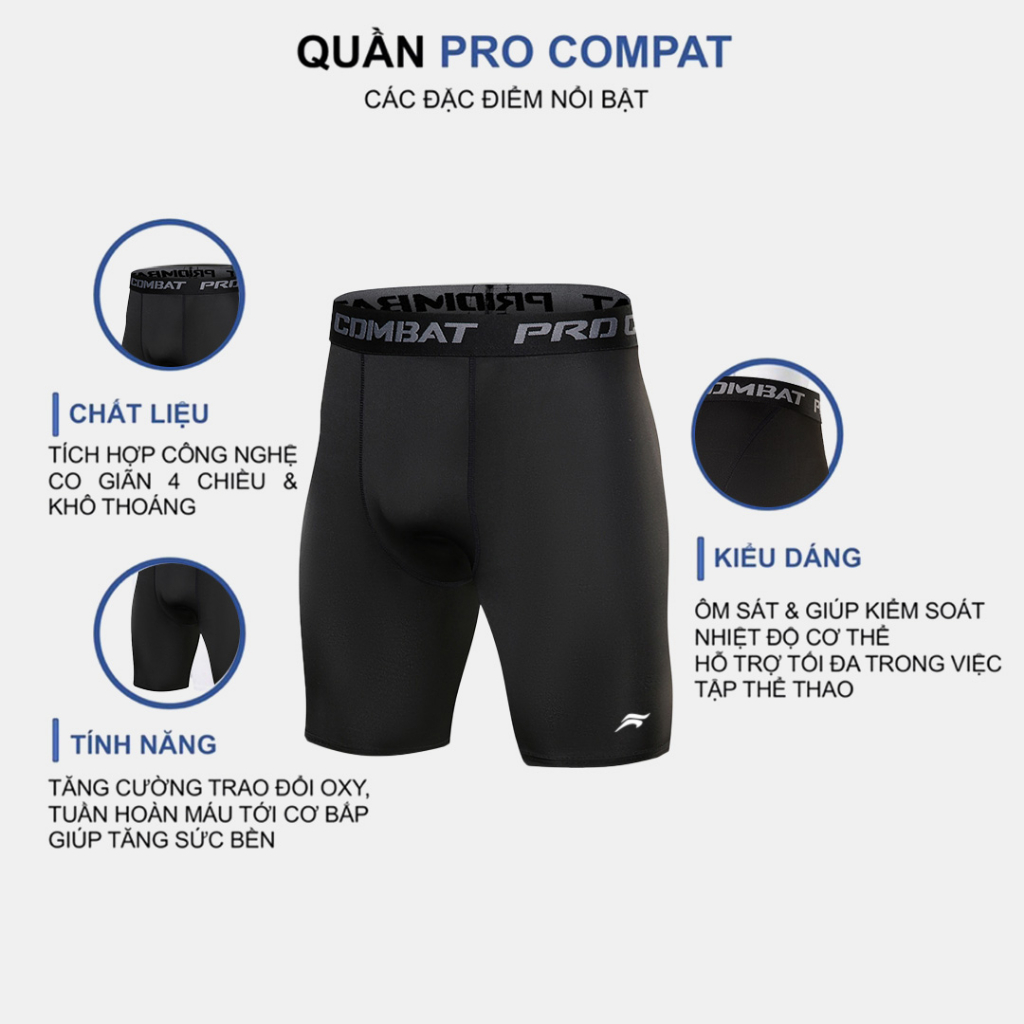 Quần legging nam combat bóng rổ quần giữ nhiệt nam đen iCombat v2 | BigBuy360 - bigbuy360.vn