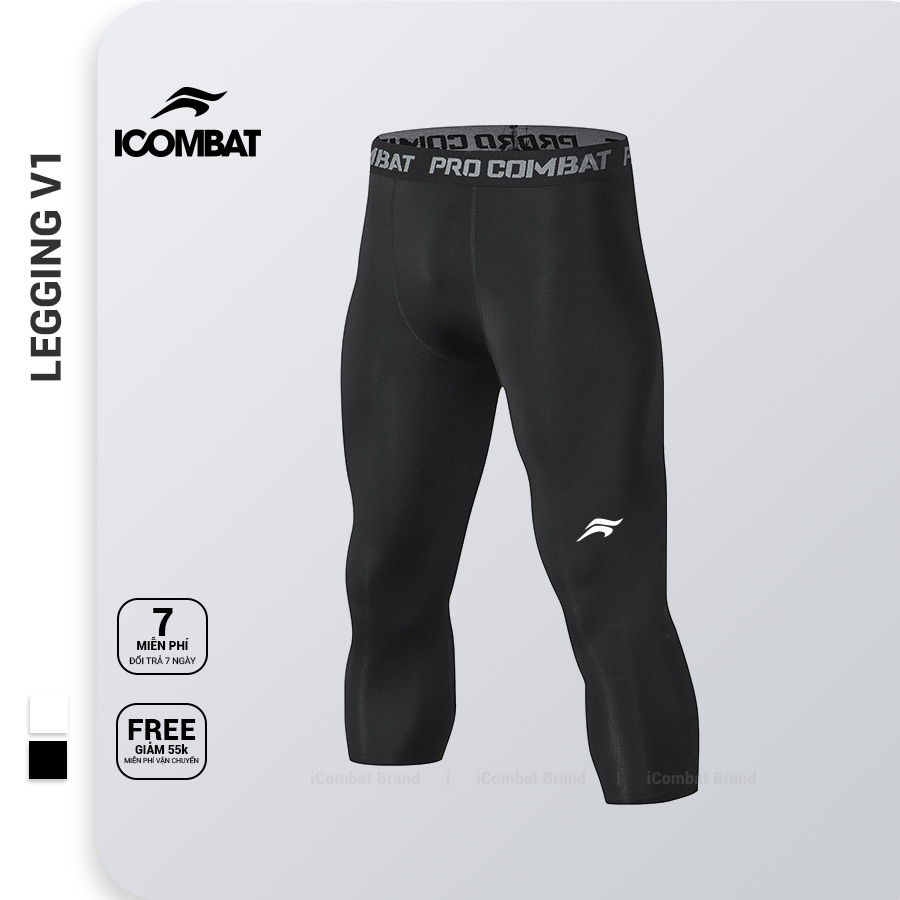 Quần legging nam combat bóng rổ quần giữ nhiệt nam đen iCombat v2 | BigBuy360 - bigbuy360.vn