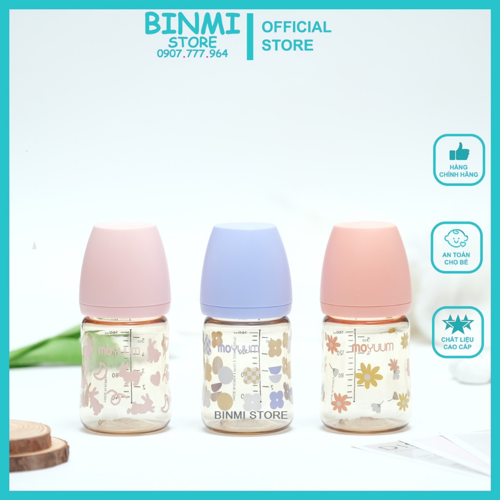 Bình sữa Moyuum 170ml/270ml hoạ tiết thỏ 2023