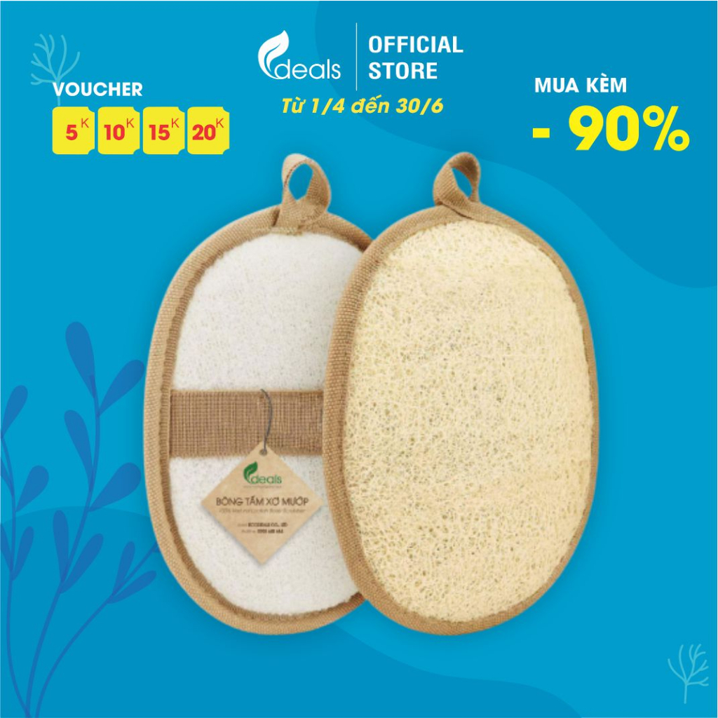 Bông Tắm Xơ Mướp Cao Cấp ECODEALS 100% Xơ Mướp Hữu Cơ - Làm sạch cơ thể, tẩy da chết, massage linh hoạt - 11 x 16cm