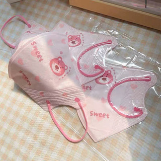 Thùng 100cái khẩu trang gấu dâu hồng losto lotso 3D 5D loại mỏng