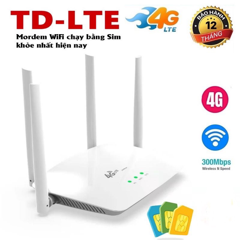 (Xả kho) Bộ phát Wifi từ sim 4G - CPE N405 - 4 râu cực khỏe tốc độ 300Mps, 1 cổng Lan/Wan