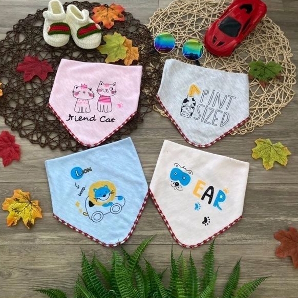 Yếm Tam Giác Cotton 2 Lớp Cho bé / Mã Màu Viền