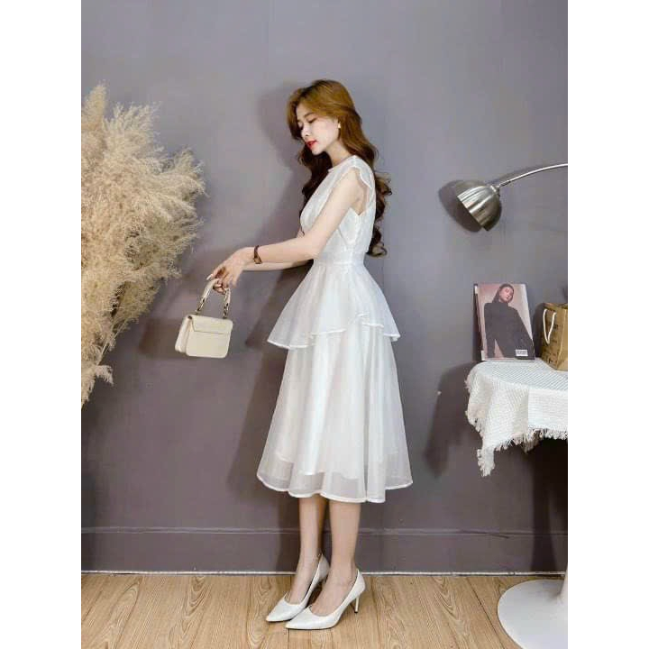 Đầm xòe bèo hai lớp có lót GuFashion