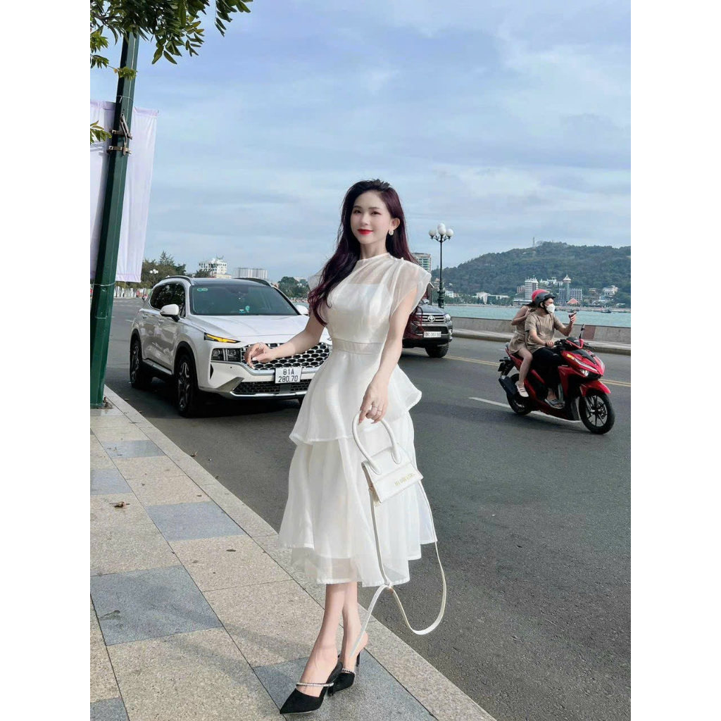 Đầm xòe bèo hai lớp có lót GuFashion