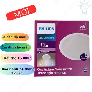 Đèn âm trần led Philips ba chế độ Meson SSW công suất công nghệ Eyecomrt ánh sáng êm dịu cho mắt