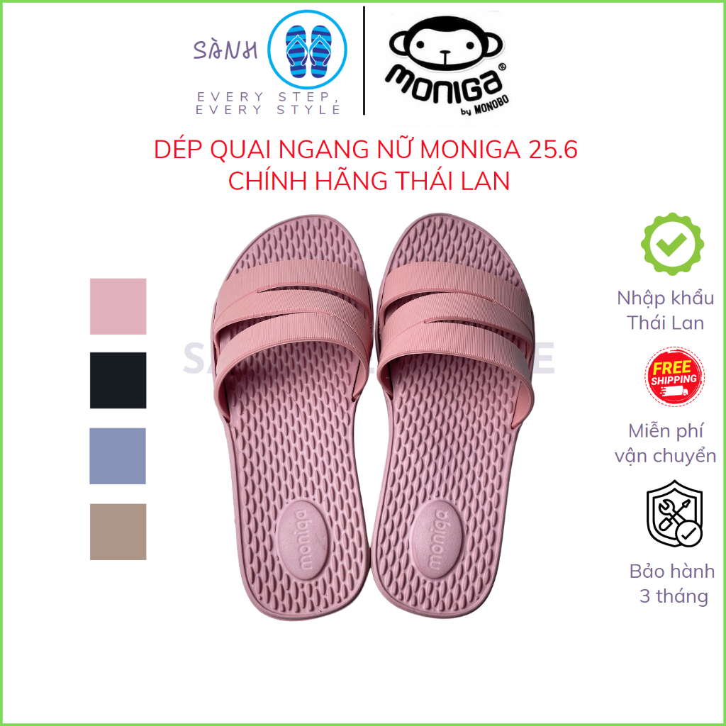 Dép nữ quai ngang Thái Lan làm từ cao su, êm ái, đế cao có massage bàn chân, size từ 36 đến 39