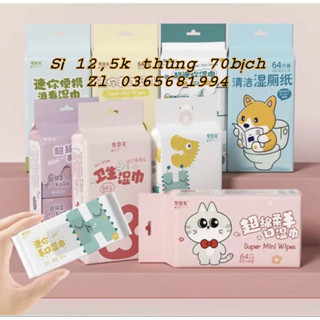 khăn giấy ướt mini sét 8gói (64 tờ) bỏ túi tiện lợi,gói khăn ướt tiện lợi cho bé