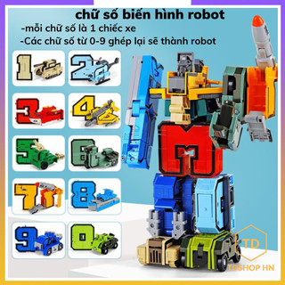 Bộ đồ chơi lắp ghép chữ số biến hình robot New 2022 cỡ to, đồ chơi lắp ghép chữ số biến hình từ 0 đến 9 bằng nhựa ABS