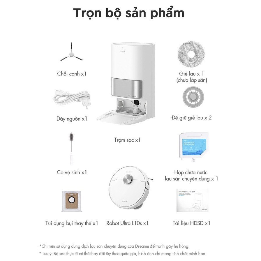 Robot Hút Bụi Lau Nhà Dreame S10, tự đổ rác, tự giặt giẻ sấy khô, kết nối app - Hàng chính hãng - Bảo Hành 24 Tháng | BigBuy360 - bigbuy360.vn