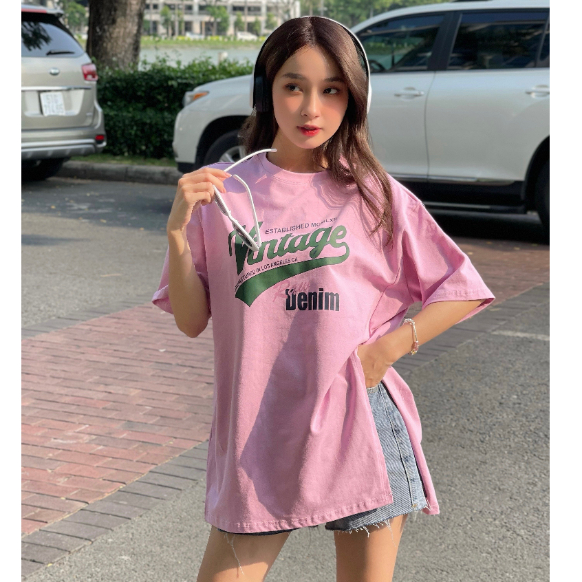 Áo thun xẻ tà, in hình siêu xinh chất cotton 100% NEONVN, chất cotton dày dặn, hình in xinh xắn hàn quốc