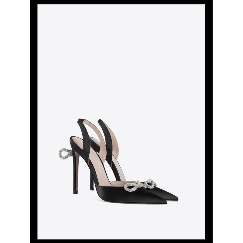 GIÀY CAO GÓT SATIN ĐÍNH NƠ ĐÁ GÓT NHỌN SEXY 12CM CECE.STORE