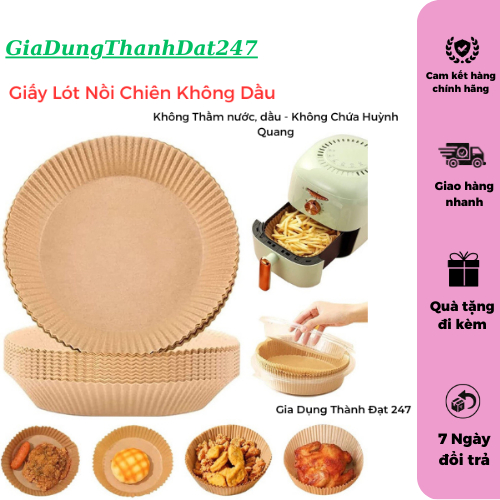 Set 50 Miếng Giấy Lót Nồi Chiên Hình Khuôn Bánh - Giảm Thiểu Tối Đa Dầu Mỡ Bám Vào Nồi Chiên -- TD03