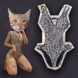 Đồ bơi 1 mânh bikini nữ da báo trắng nâu sexy cut-out hở lưng có mút, bikini 2 dây cổ tim
