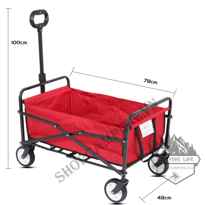 Xe kéo dã ngoại gấp gọn, xe đựng đồ bánh lớn cho du lịch, cắm trại dã ngoại Camping VietNam