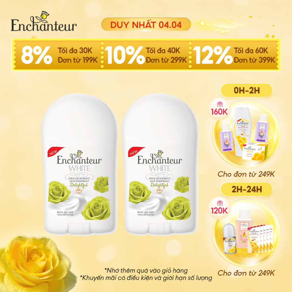 Combo 2 Sáp khử mùi trắng da Enchanteur Delightful 40g/chai