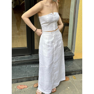 𝗛𝗮𝗻𝗻𝗶 𝗦𝗸𝗶𝗿𝘁 - Chân Váy Dài Linen Tưng ( ảnh chính chủ )