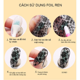 Foil dán móng hoa lá 10 tấm(4x20cm)