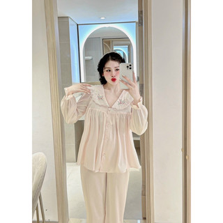Bộ ngủ lụa tay bo chun