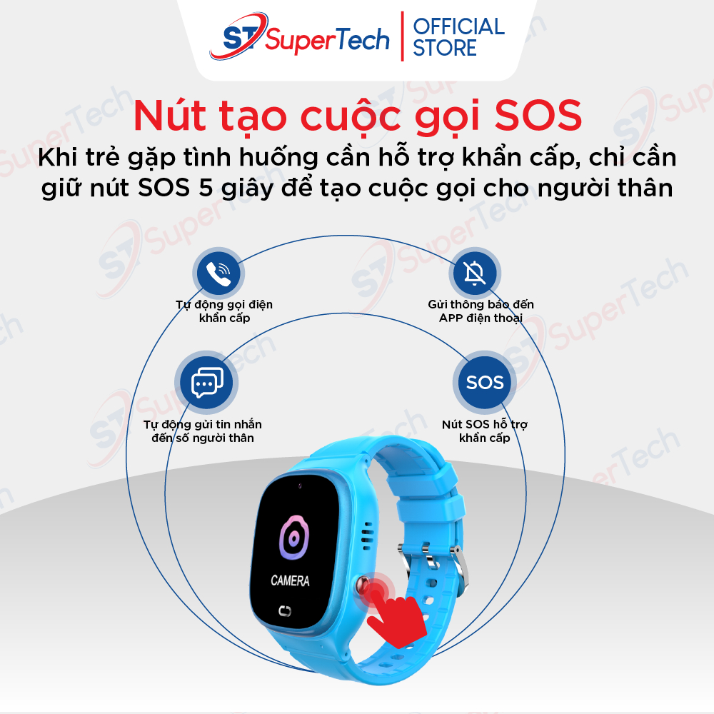 Đồng hồ định vị, đồng hồ thông minh trẻ em SuperTech D05 2023 lắp sim nghe gọi hai chiều, chống nước ip67, có tiếng việt | BigBuy360 - bigbuy360.vn