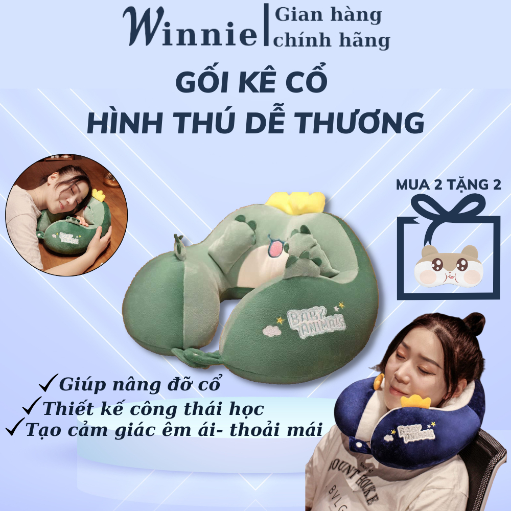 Gối kê cổ văn phòng hình thú dễ thương - Gối ngủ văn phòng chống mỏi cổ vai gáy cao cấp- kích thước 30cmx30cm