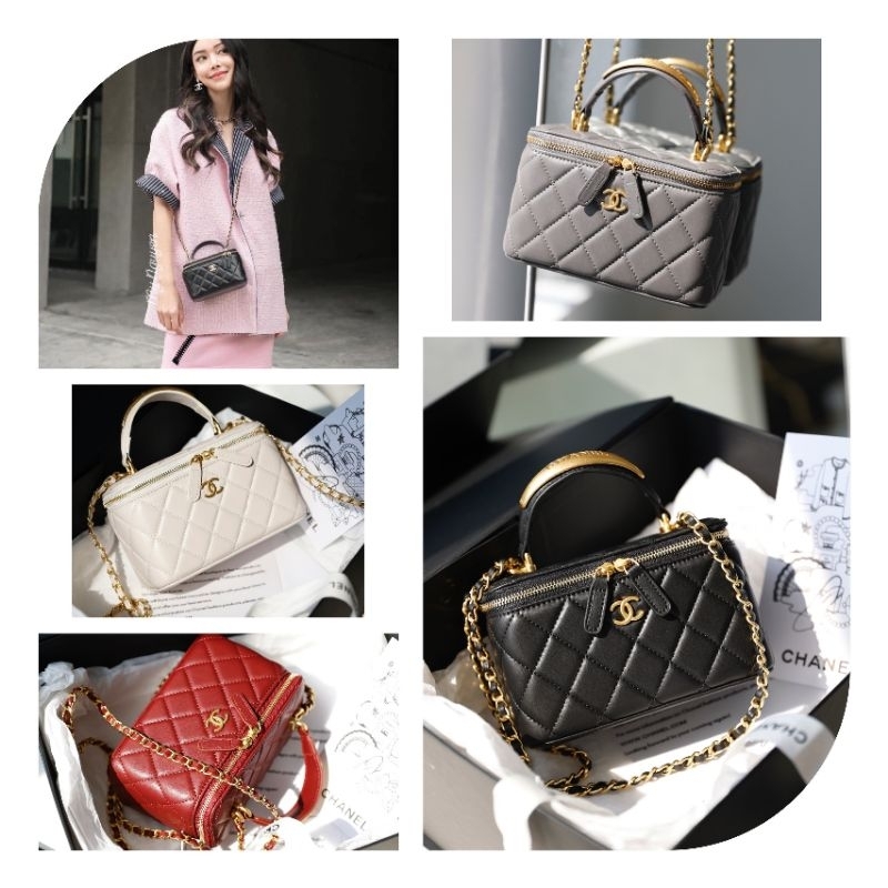 Túi xách nữ sang chảnh C.N Vanity 4 màu da bê 100% quai xách kim loại mới đẹp dã man