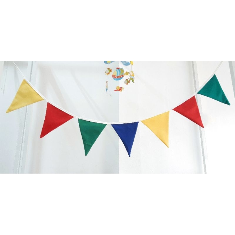 Dây cờ tam giác vải kaki canvas xịn may đẹp xanh vàng đỏ 2.2m Dây cờ trang trí Decor Sinh nhật Lều vải Thiên Ý nhiều màu