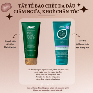   HÀNG MỸ  TẨY TẾ BÀO CHẾT DA ĐẦU GIẢM GÀU NGỨA KHOẺ CHÂN TÓC GIẢM RỤNG TÓC HASK SCRUB - RAW SUGAR 