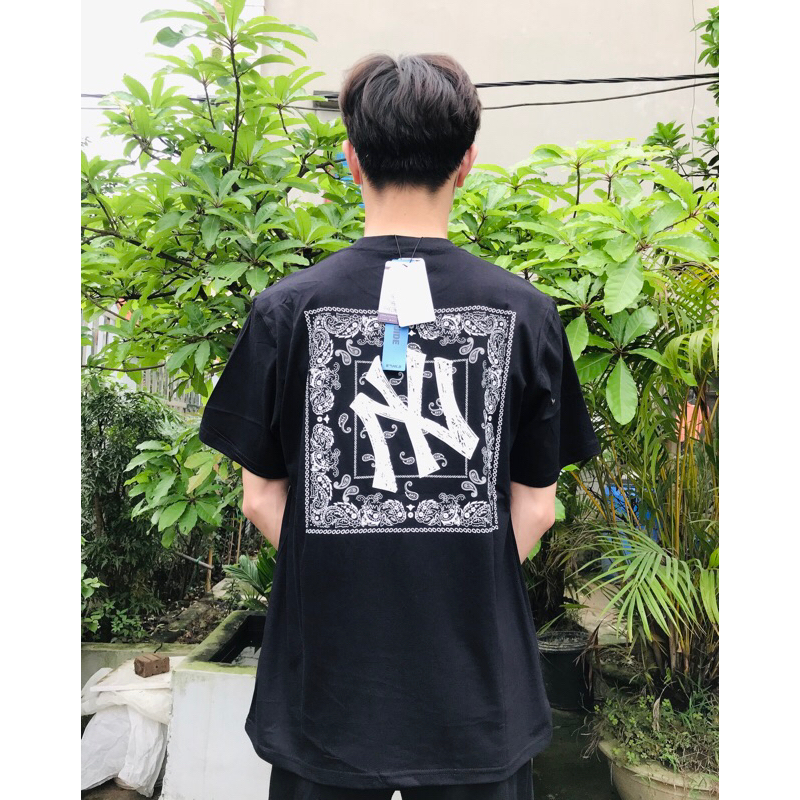 Áo Thun Nam Nữ M.LB Hoạ Tiết Paisley N.Y chuyền dư liệu. Áo Thun Cotton Ngắn Tay Thêu Logo In Họa Tiết NY Thời Trang